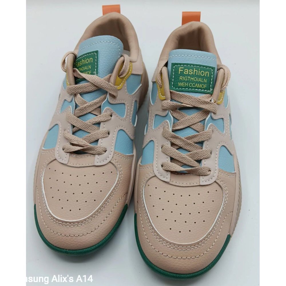 Fashion Rigthoialn Casual‎ Beige Blue Shoes Women Sz 40  US7